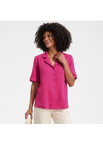 LANDS' END Kurz&auml;rmelige Musselin-Bluse in Petite-Gr&ouml;&szlig;e, Damen, size: petite, Pink, Baumwolle, by Lands' End