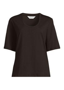 LANDS' END Supima-Shirt mit tiefem Rundausschnitt in Petite-Gr&ouml;&szlig;e, Damen, size: petite, Gr&uuml;n, Baumwolle, by Lands' End