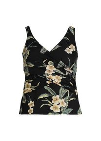 LANDS' END Tankini-Top mit Wickelfront Slender f&uuml;r Damen in Plus-Gr&ouml;&szlig;e, Damen, size: plus, Schwarz, Elasthan/Nylon-Mischung, by Lands' End