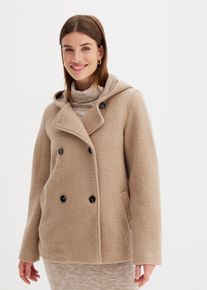 bonprix Cabanjacke aus kuscheligem Boucl&eacute;, beige, Gr.38, Sch&ouml;ne Cabanjacke mi Kapuze kaschiert Problemzonen