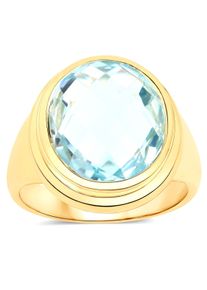 Vira Jewels Ring 925-Sterling Silber vergoldet Gl&auml;nzend Blautopas beh.Blau