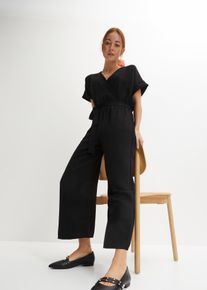 bonprix Kurzarm-Overall, schwarz, Gr.36, Eleganter Overall mit einem Ausschnitt in Wickeloptik