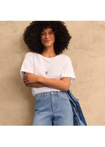 LANDS' END Supima&reg; Shirt mit kurzen Roll&auml;rmeln f&uuml;r Damen in Petite-Gr&ouml;&szlig;e, Damen, size: petite, Wei&szlig;, Baumwolle, by Lands' End