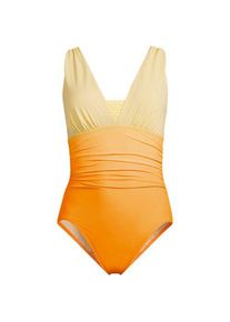 LANDS' END Gemusterter Shape-Badeanzug mit V-Ausschnitt SLENDER in Plus-Gr&ouml;&szlig;e, Damen, size: plus, Orange, Elasthan/Nylon-Mischung, by Lands' End