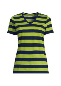 LANDS' END Supima Kurzarm-Shirt mit V-Ausschnitt f&uuml;r Damen, Damen, size: regular, Blau, Baumwolle, by Lands' End
