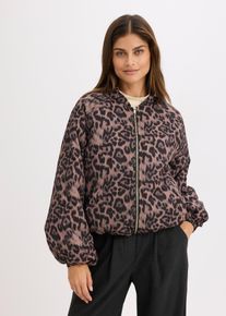bonprix wattierter Blouson, braun, Gr.48, modische wattierte Blouson-Jacke mit weiten Ballon&auml;rmeln und Rei&szlig;verschluss vorne