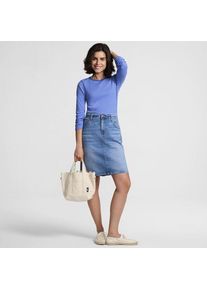 LANDS' END Langarmshirt aus mikrofeinem Baumwollripp f&uuml;r Damen, Damen, size: regular, Blau, Baumwolle/Elasthan, by Lands' End