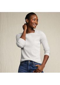 LANDS' END Langarmshirt aus mikrofeinem Baumwollripp f&uuml;r Damen, Damen, size: regular, Grau, Baumwolle/Elasthan, by Lands' End