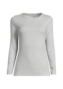 LANDS' END Langarmshirt aus mikrofeinem Baumwollripp f&uuml;r Damen in Plus-Gr&ouml;&szlig;e, Damen, size: plus, Grau, Baumwolle/Elasthan, by Lands' End