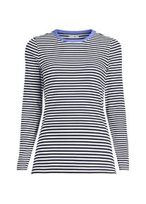 LANDS' END Langarmshirt aus mikrofeinem Baumwollripp f&uuml;r Damen, Damen, size: regular, Blau, Baumwolle/Elasthan, by Lands' End
