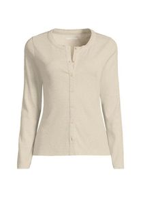 LANDS' END Rippshirt mit durchgehender Knopfreihe f&uuml;r Damen in Plus-Gr&ouml;&szlig;e, Damen, size: plus, Elfenbein, Elasthan/Baumwoll-Mischung, by Lands' End
