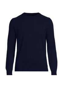 LANDS' END Merino-Rundhalspullover f&uuml;r Herren, Herren, size: regular, Blau, Wolle, by Lands' End