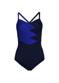 LANDS' END Shape-Badeanzug SLENDER mit Webdetail f&uuml;r Damen, Damen, size: regular, Blau, Elasthan/Nylon-Mischung, by Lands' End