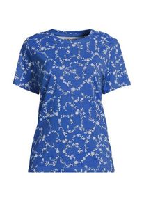 LANDS' END Supima Kurzarm-Shirt mit rundem Ausschnitt f&uuml;r Damen in Petite-Gr&ouml;&szlig;e, Damen, size: petite, Blau, Baumwolle, by Lands' End