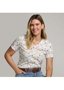 LANDS' END Supima Kurzarm-Shirt mit V-Ausschnitt f&uuml;r Damen, Damen, size: regular, Elfenbein, Baumwolle, by Lands' End