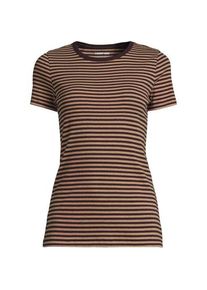 LANDS' END Feinripp-Shirt mit Rundhalsausschnitt und kurzen &Auml;rmeln f&uuml;r Damen, Damen, size: regular, Braun, Baumwolle/Elasthan, by Lands' End