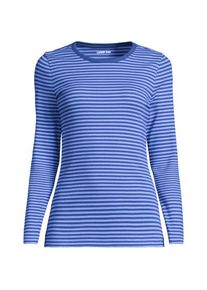 LANDS' END Langarmshirt aus mikrofeinem Baumwollripp f&uuml;r Damen in Plus-Gr&ouml;&szlig;e, Damen, size: plus, Blau, Baumwolle/Elasthan, by Lands' End