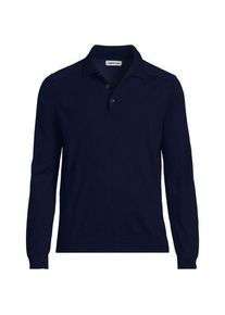 LANDS' END Merino-Polopullover f&uuml;r Herren, Herren, size: regular, Blau, Wolle, by Lands' End