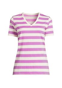 LANDS' END Supima Kurzarm-Shirt mit V-Ausschnitt f&uuml;r Damen, Damen, size: regular, Elfenbein, Baumwolle, by Lands' End