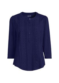 LANDS' END Shirt aus Baumwolle/Modalmix mit 3/4-&Auml;rmeln, Damen, size: regular, Blau, Baumwolle Modal, by Lands' End