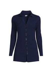 LANDS' END Jerseybluse mit Polokragen in Plus-Gr&ouml;&szlig;e f&uuml;r Damen, Damen, size: plus, Blau, Elasthan/Baumwoll-Mischung/Polyester-Mischung, by Lands' End