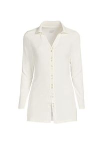 LANDS' END Jerseybluse mit Polokragen in Plus-Gr&ouml;&szlig;e f&uuml;r Damen, Damen, size: plus, Elfenbein, Elasthan/Baumwoll-Mischung/Polyester-Mischung, by Lands' End