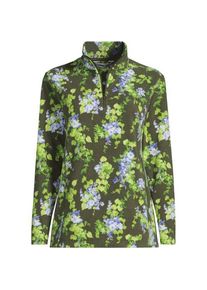 LANDS' END Gemusterter Fleece-Pullover mit Rei&szlig;verschluss f&uuml;r Damen in Plus-Gr&ouml;&szlig;e, Damen, size: plus, Gr&uuml;n, Polyester, by Lands' End
