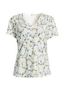 LANDS' END Baumwoll-Modal-Shirt mit V-Ausschnitt und Spitzenbesatz, Damen, size: regular, Wei&szlig;, Elasthan/Baumwoll-Mischung/Baumwolle Modal, by Lands' End