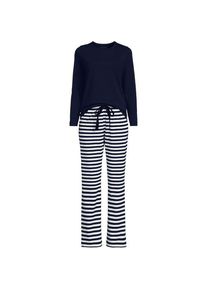 LANDS' END Gemustertes Pyjama-Set aus Baumwoll-Jersey f&uuml;r Damen in Plus-Gr&ouml;&szlig;e, Damen, size: plus, Blau, Elasthan/Baumwoll-Mischung, by Lands' End