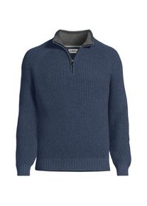 LANDS' END DRIFTER Pullover mit Rei&szlig;verschluss in Tall-Gr&ouml;&szlig;e, Herren, size: tall, Blau, Baumwolle, by Lands' End