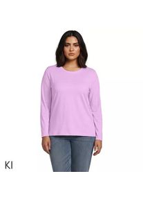 LANDS' END Supima-Shirt, Langarm in Plus-Gr&ouml;&szlig;e, Damen, size: plus, Lila, Baumwolle, by Lands' End