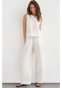 Leinengef&uuml;hl Bluse & Elastischer Taillenbund Hosen Zweiteiliges Set