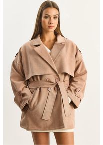 Oversize Kunstwildleder-Trenchcoat