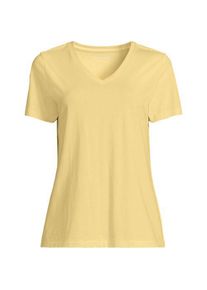 LANDS' END Supima Kurzarm-Shirt mit V-Ausschnitt f&uuml;r Damen, Damen, size: regular, Gelb, Baumwolle, by Lands' End