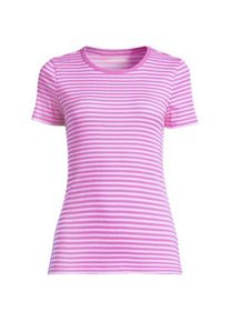 LANDS' END Feinripp-Shirt mit Rundhalsausschnitt und kurzen &Auml;rmeln in Plus-Gr&ouml;&szlig;e f&uuml;r Damen, Damen, size: plus, Pink, Baumwolle/Elasthan, by Lands' End