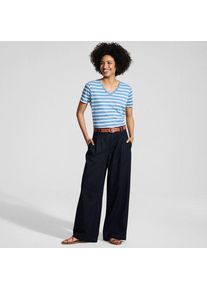 LANDS' END Leichte Bundfalten-Jeans mit weitem Bein f&uuml;r Damen in Petite-Gr&ouml;&szlig;e, Damen, size: petite, Blau, Baumwolle, by Lands' End