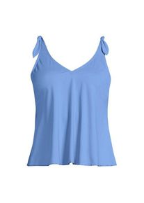 LANDS' END Tankini-Top mit geknoteten Tr&auml;gern und Flattersaum f&uuml;r Damen in Lang-Gr&ouml;&szlig;e, Damen, size: regular, Blau, Elasthan/Nylon-Mischung, by Lands' End