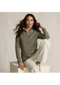 LANDS' END Anyweather Fleece-Pullover mit Rei&szlig;verschluss f&uuml;r Damen, Damen, size: regular, Gr&uuml;n, Polyester, by Lands' End