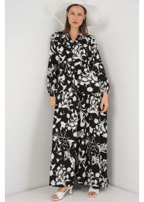 Muster-V-Ausschnitt Maxikleid
