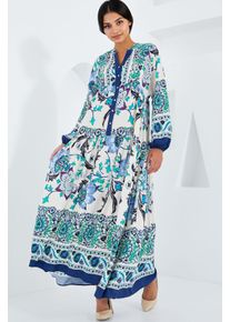 Bedrucktes V-Ausschnitt-Maxikleid