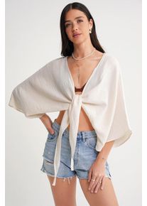 Texturierte V-Ausschnitt Bolero-Bluse