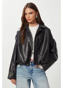 Kunstleder Bikerjacke mit Rei&szlig;verschluss