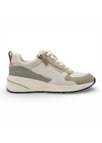 Tamaris Damen-Sneaker, wei&szlig;-gr&uuml;n, mit Plateau, Rei&szlig;verschluss und Schn&uuml;rung