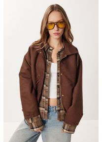 Oversized Gabardine-Jacke mit Rei&szlig;verschluss