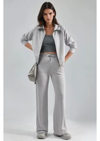 Modal Touch Sweatshirt mit Rei&szlig;verschluss und Hose im Zwei-Teile-Set