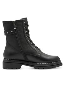 Tamaris Damen Fashion Schwarze Leder Schn&uuml;rstiefeletten mit Rei&szlig;verschluss