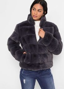 bonprix Fellimitat-Jacke mit Rei&szlig;verschluss, grau, Gr.42, Stylische Jacke aus Fellimitat mit Eingriffstaschen vorne