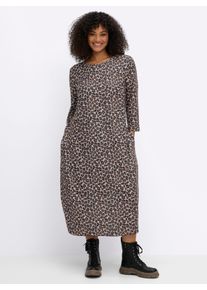 sheego Gro&szlig;e Gr&ouml;&szlig;en Maxikleid in Feinstrick-Optik, sesam-schwarz-gemustert, Gr&ouml;&szlig;e 50 - Damen