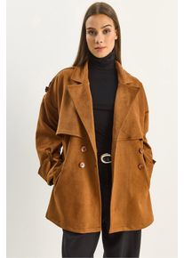 Oversize Kunstwildleder-Trenchcoat