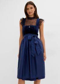 bonprix Dirndl mit Samt in Midil&auml;nge (2-tlg.Set), blau, Gr.48, traditionelles Dirndl mit hochwertigen Samtmieder und changierender Sch&uuml;rze. Der Rock ist mit einem angenehmen Baumwollfutter ausgestattet., aus Samt